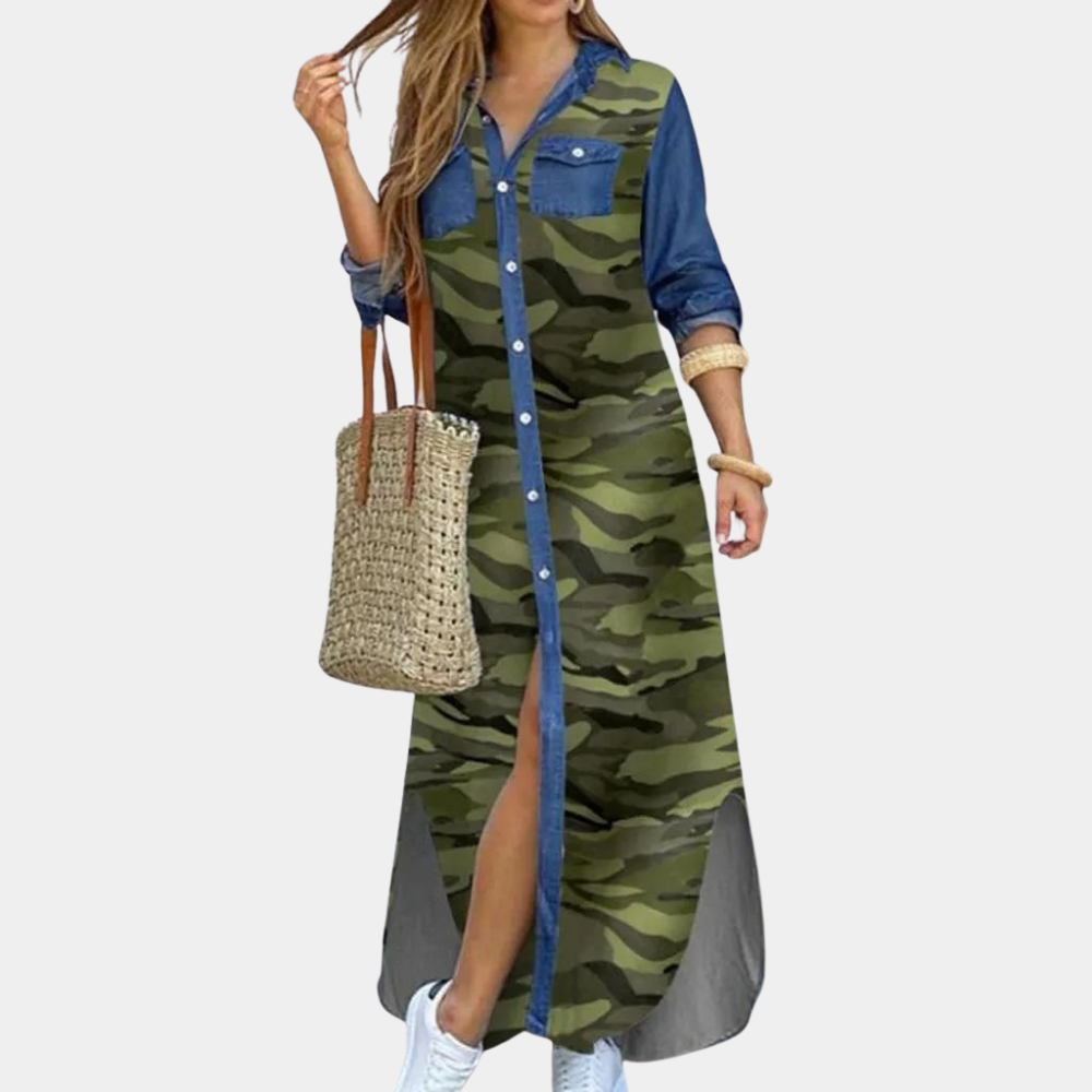 Maxi Dress Chemisier | Stampa Astratta | Casual & Chic