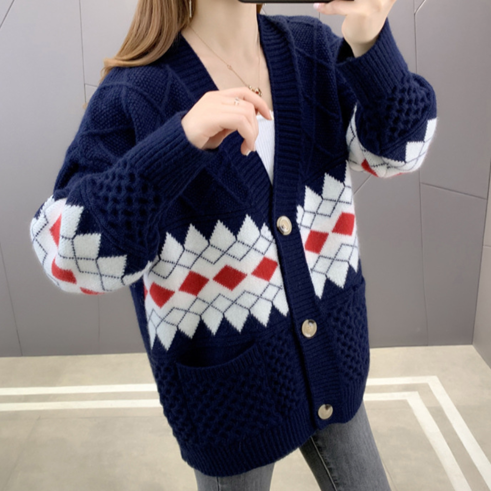 Cardigan Oversize | Motivo a Rombi | Caldo & Vintage