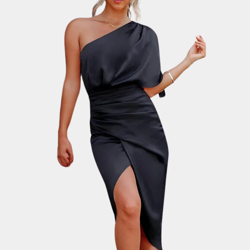 Abito Midi Monospalla | Raso Lucido | Elegante & Sensuale