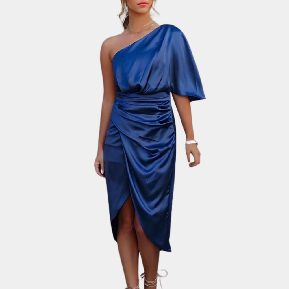 Abito Midi Monospalla | Raso Lucido | Elegante & Sensuale
