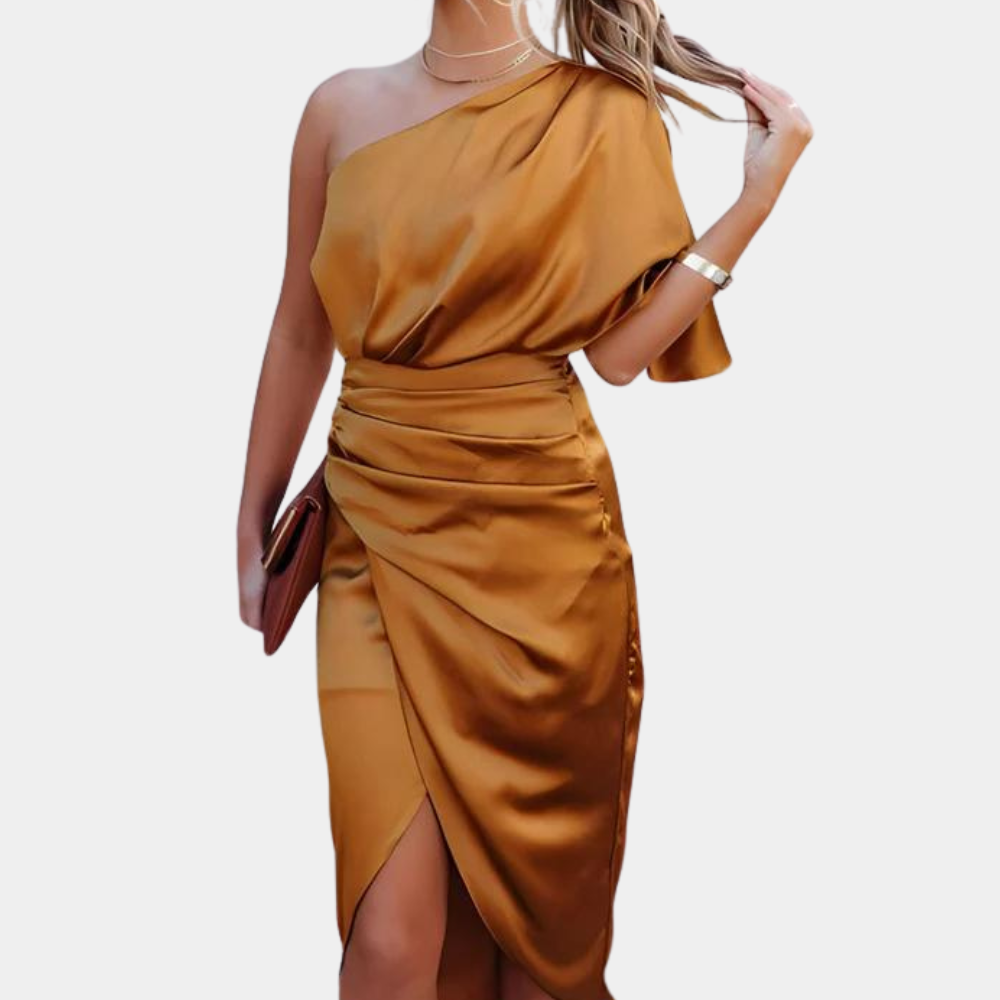 Abito Midi Monospalla | Raso Lucido | Elegante & Sensuale