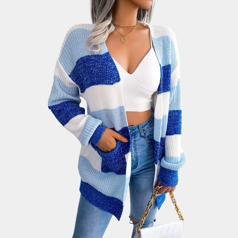 Cardigan Oversize Donna | Maglia a Righe | Caldo e Morbido