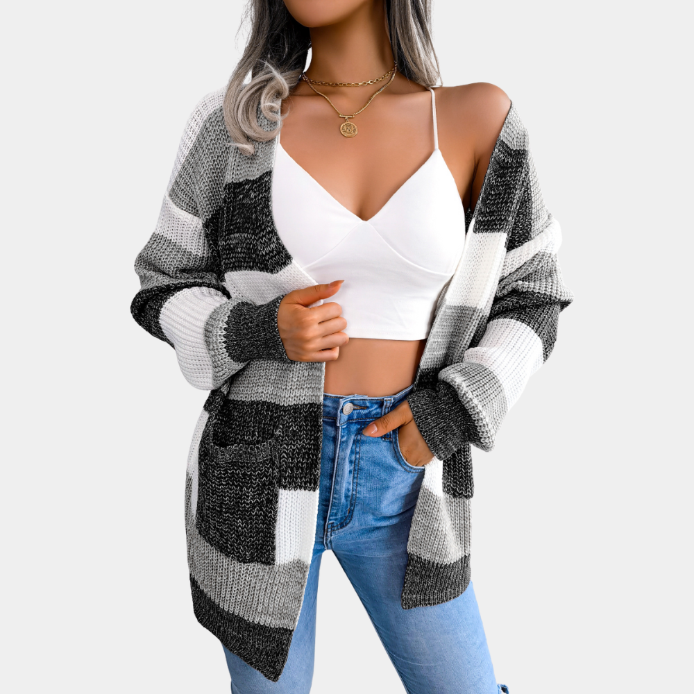 Cardigan Oversize Donna | Maglia a Righe | Caldo e Morbido