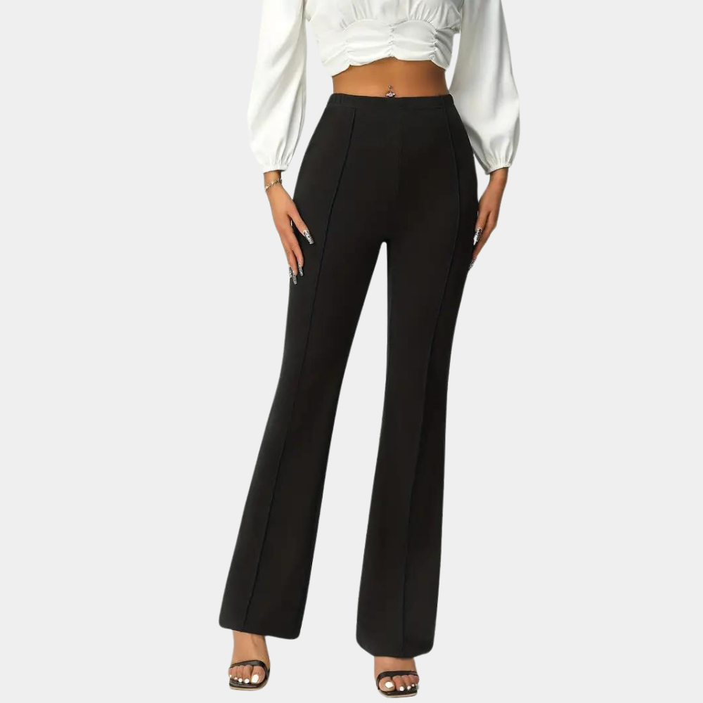 Pantaloni a Zampa | Poliestere Stretch | Vita Alta Elegante