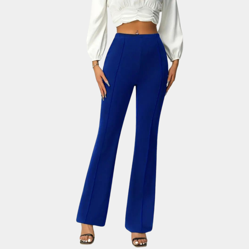 Pantaloni a Zampa | Poliestere Stretch | Vita Alta Elegante