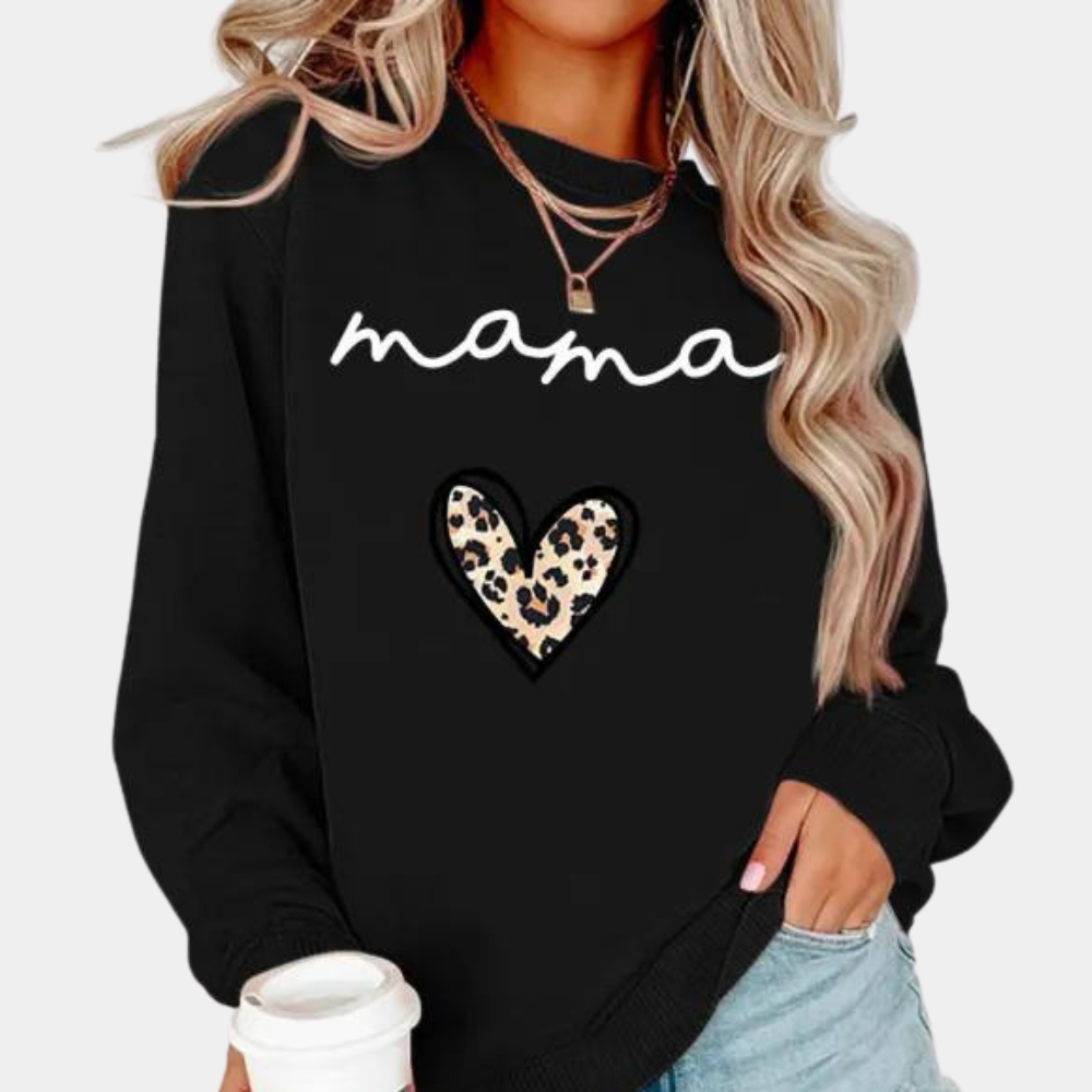 Felpa "Mama" | Cuore Leopardato | Morbida e Comoda