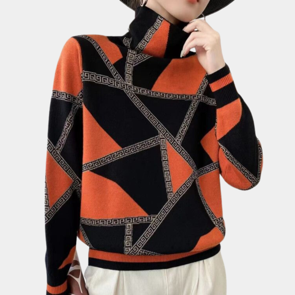Maglione Collo Alto | Stampa Geometrica | Moderno e Sofisticato