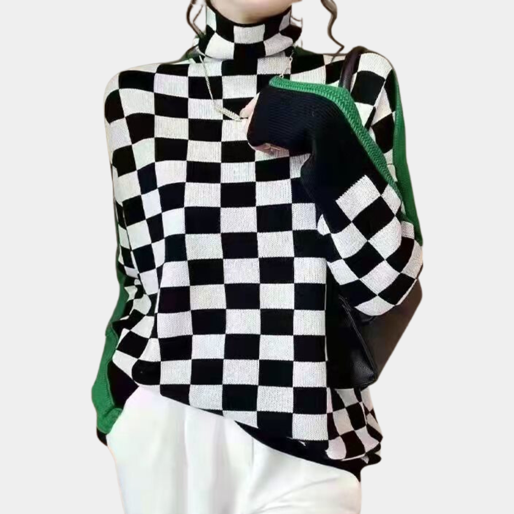 Maglione Collo Alto | Stampa Geometrica | Moderno e Sofisticato