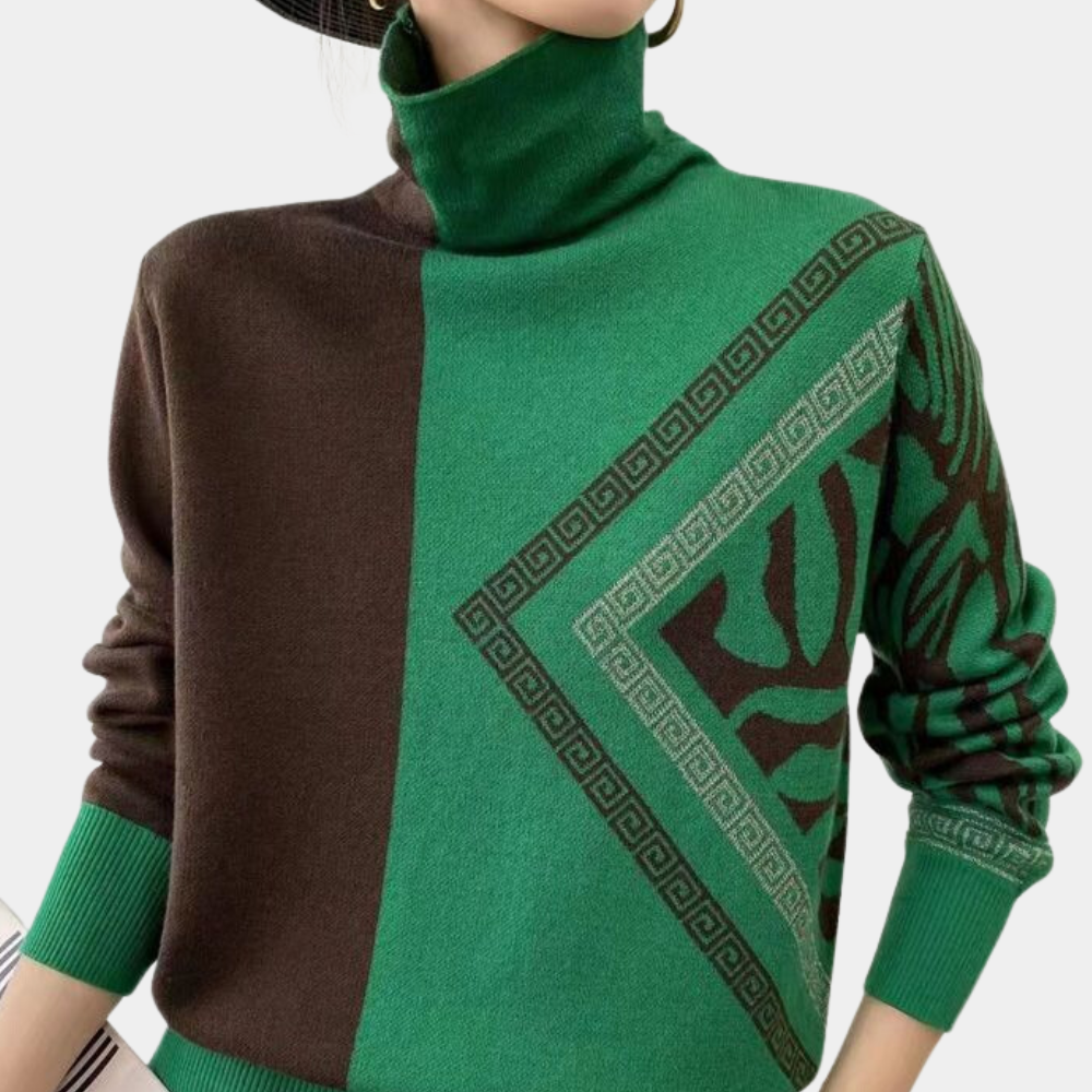 Maglione Collo Alto | Stampa Geometrica | Moderno e Sofisticato