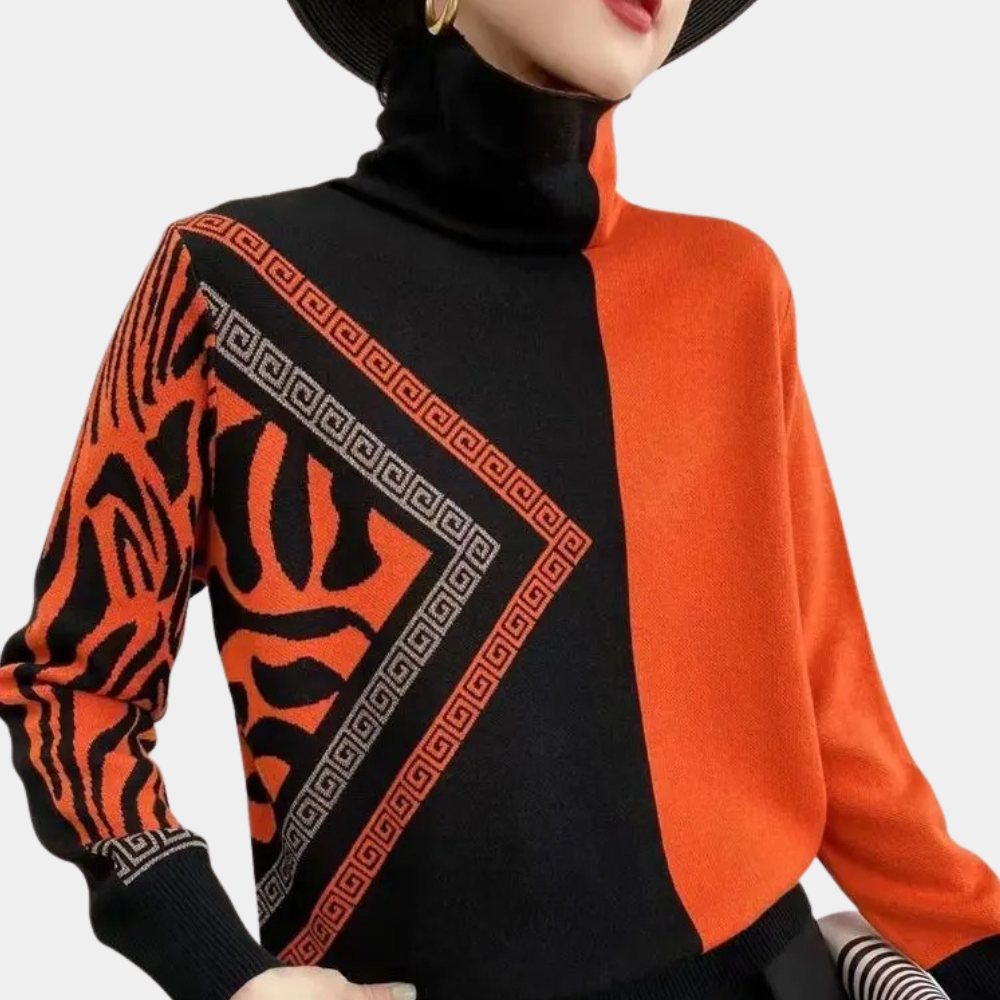 Maglione Collo Alto | Stampa Geometrica | Moderno e Sofisticato