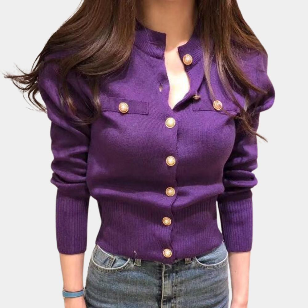 Cardigan Elegante | Bottoni Dorati | Stile Raffinato
