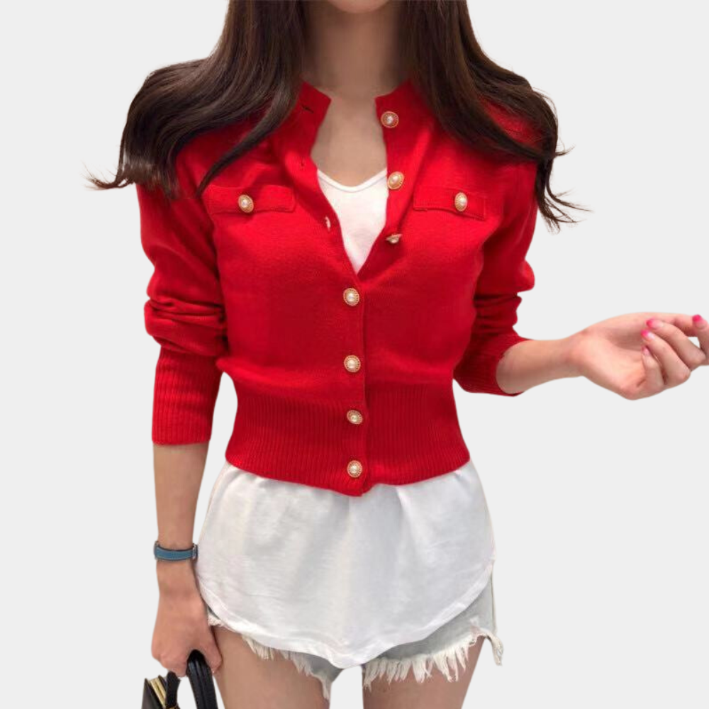 Cardigan Elegante | Bottoni Dorati | Stile Raffinato
