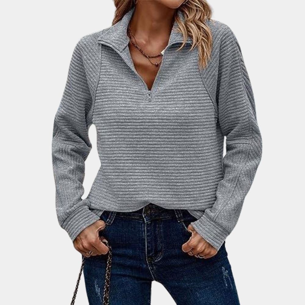 Maglione a Coste | Colletto con Zip | Caldo e Casual