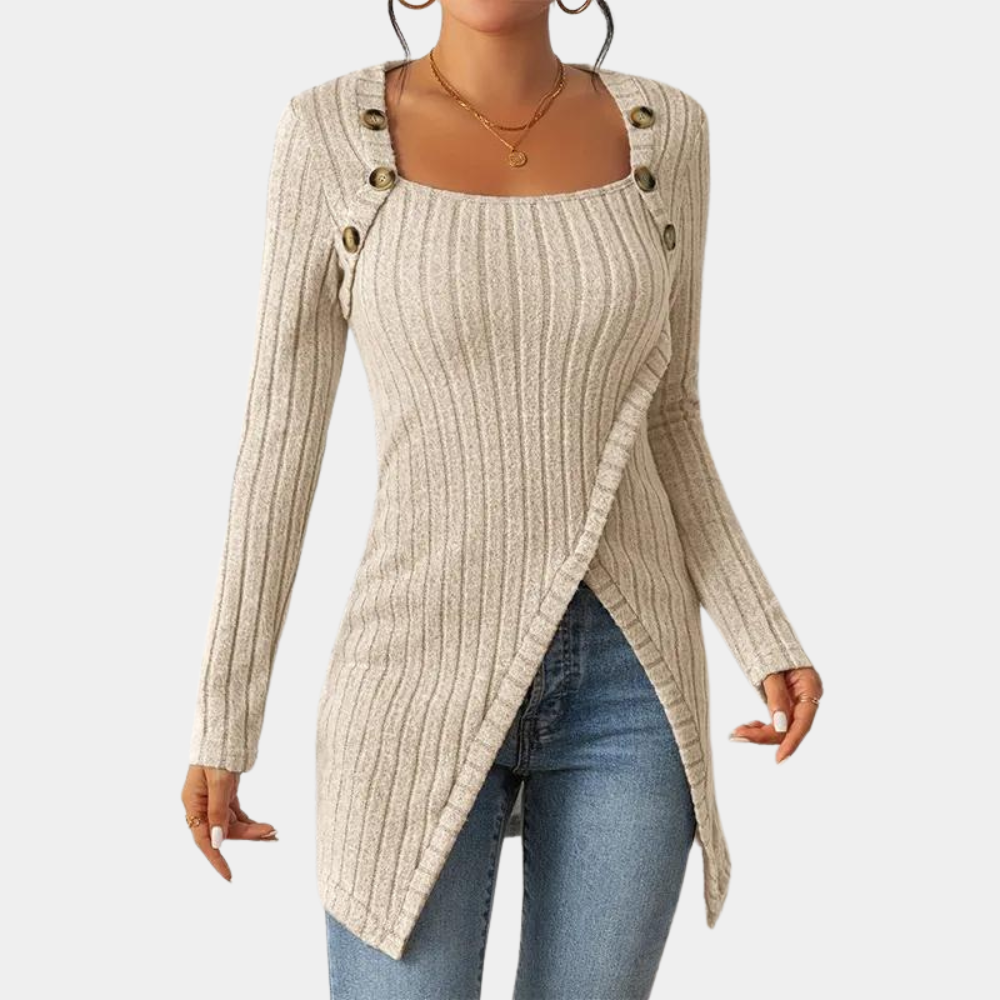 Maglione Lungo Donna | Scollo Squadrato | Eleganza e Comfort