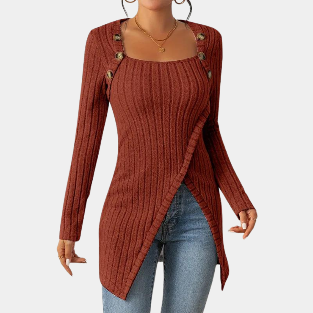 Maglione Lungo Donna | Scollo Squadrato | Eleganza e Comfort
