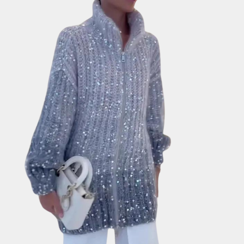 Maglione Oversize | Collo Alto | Effetto Brillante