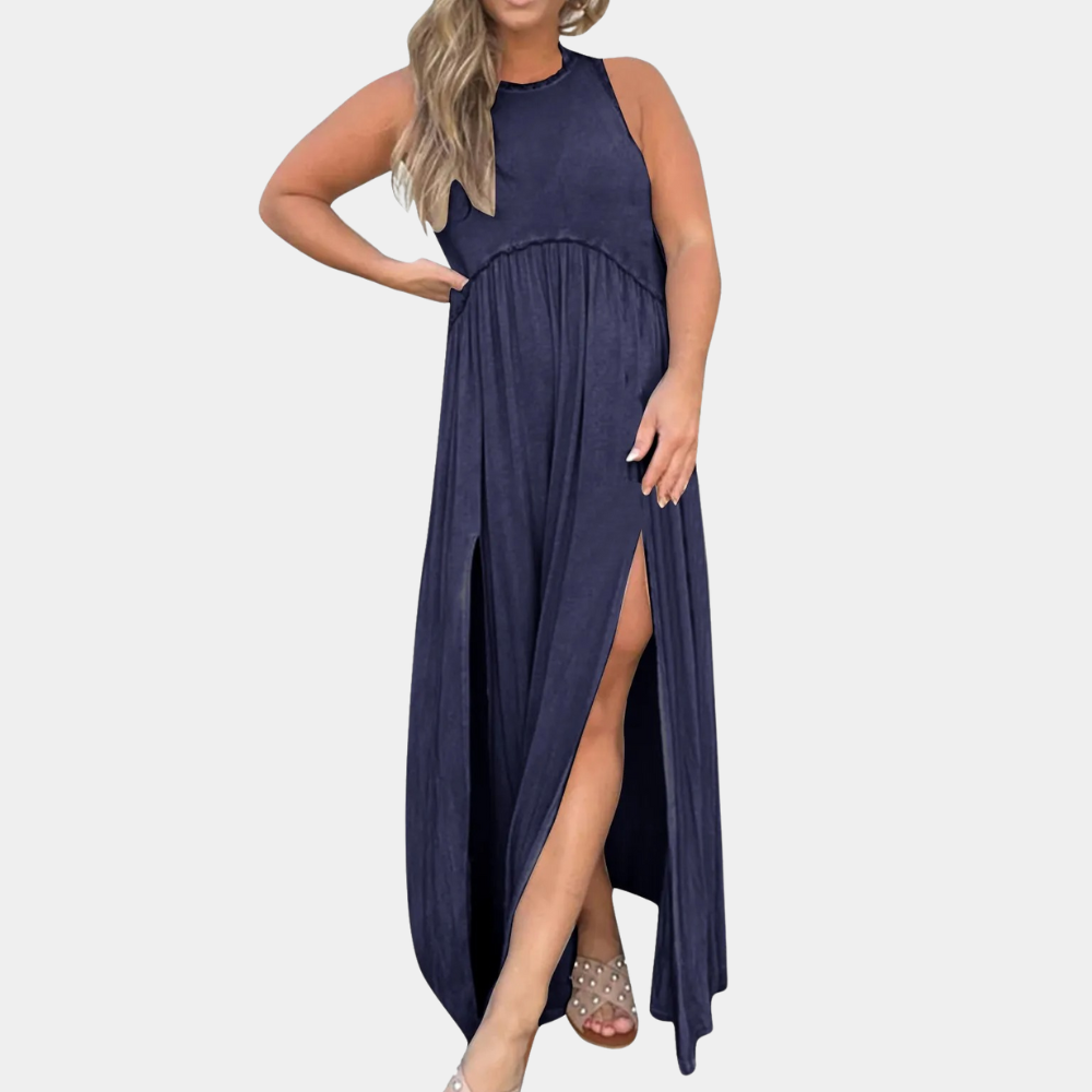Abito Lungo con Spacco | Senza Maniche | Elegante e Leggero