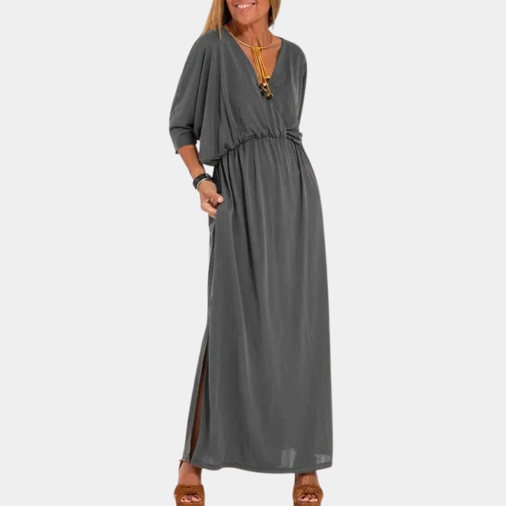 Abito Lungo con Scollo a V | Morbido & Versatile | Stile Elegante