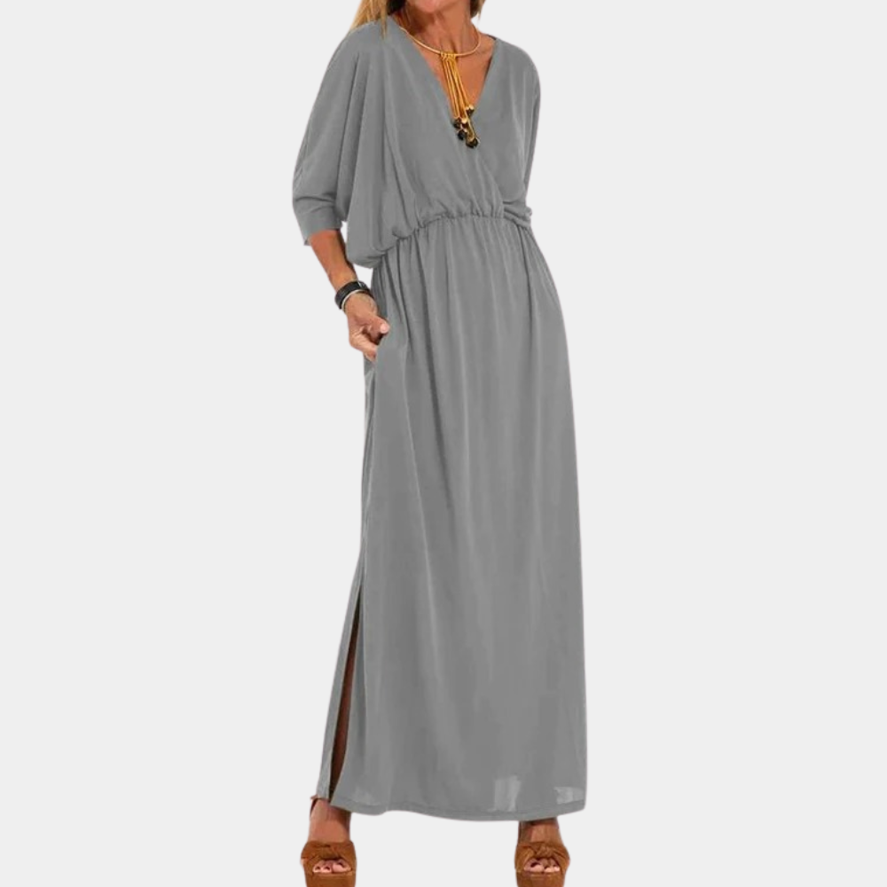 Abito Lungo con Scollo a V | Morbido & Versatile | Stile Elegante