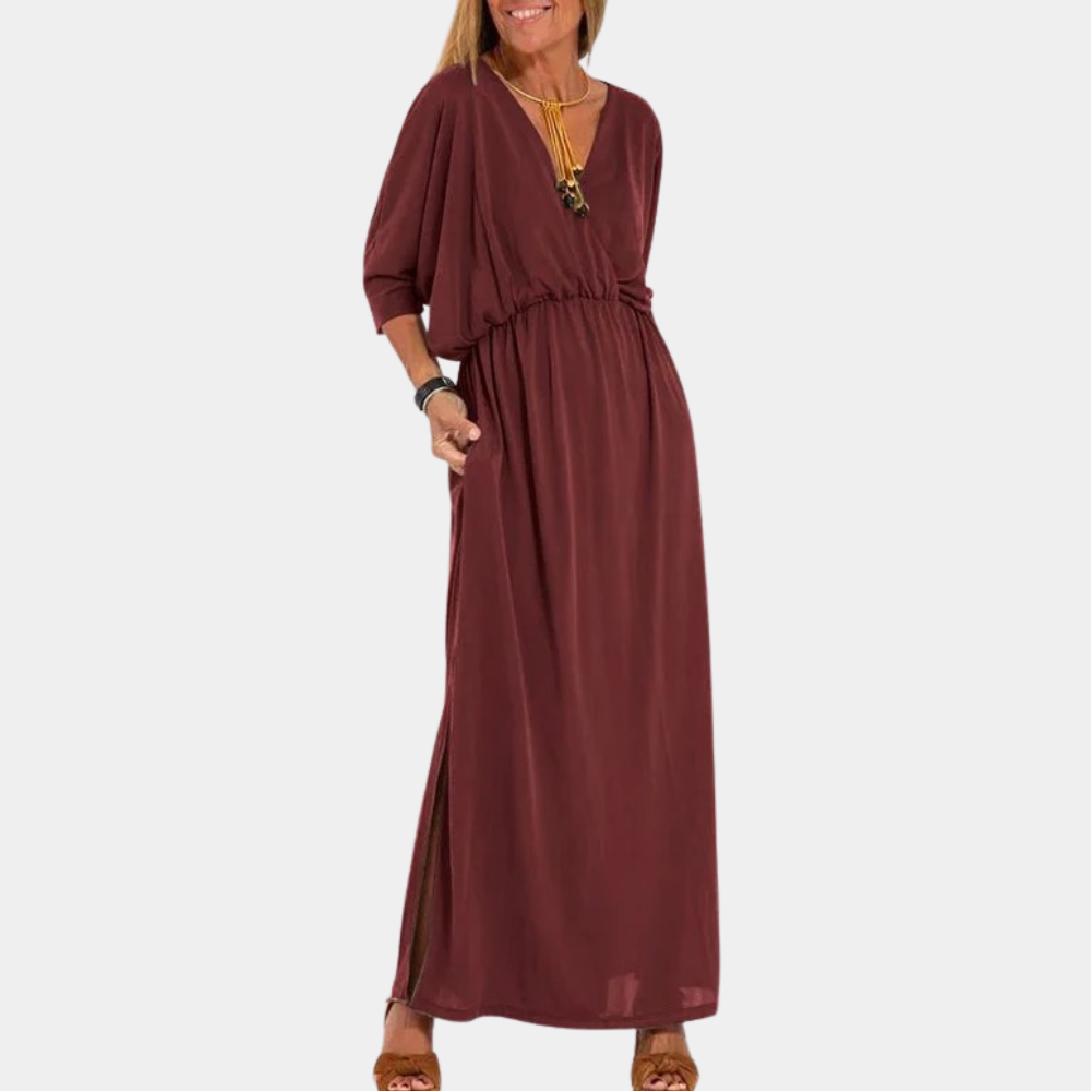 Abito Lungo con Scollo a V | Morbido & Versatile | Stile Elegante