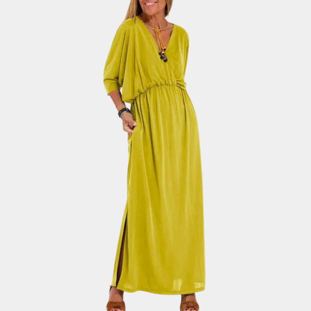 Abito Lungo con Scollo a V | Morbido & Versatile | Stile Elegante