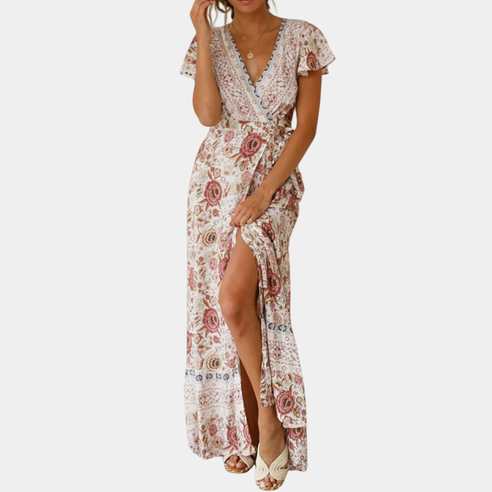 Abito Lungo Boho | Scollo a V | Leggero e Floreale