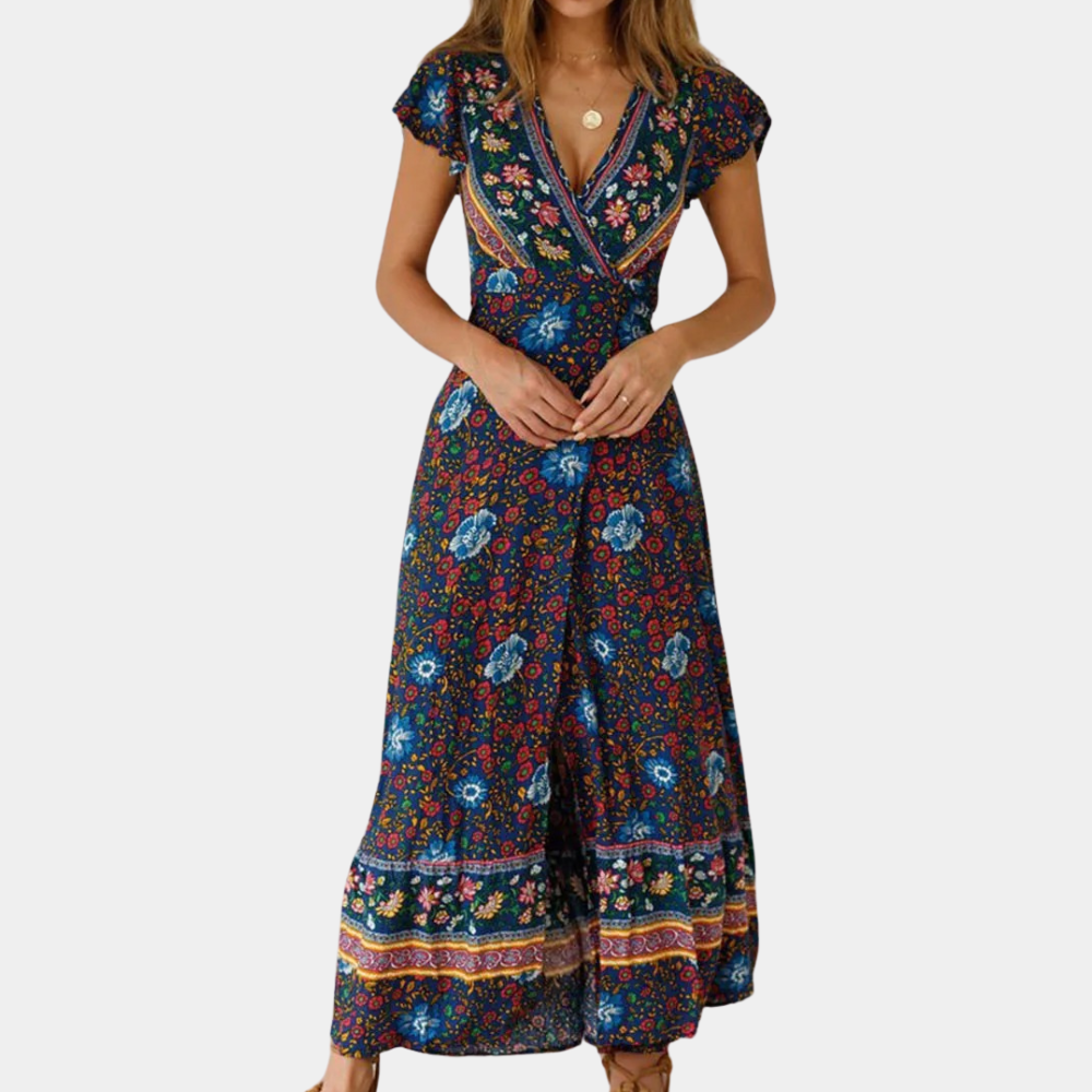 Abito Lungo Boho | Scollo a V | Leggero e Floreale