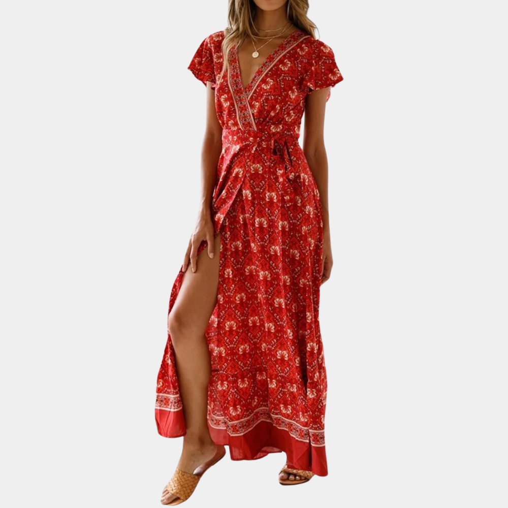 Abito Lungo Boho | Scollo a V | Leggero e Floreale