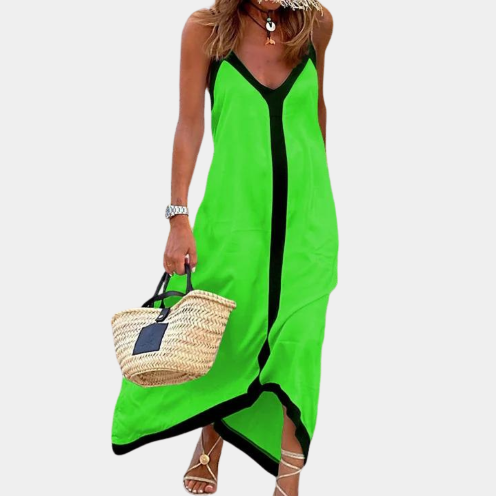 Maxi Dress con Bordo a Contrasto | Flowy | Chic & Leggero