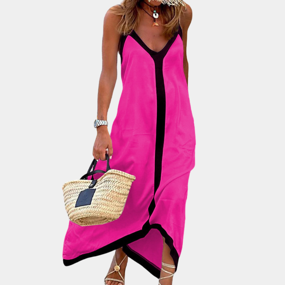 Maxi Dress con Bordo a Contrasto | Flowy | Chic & Leggero