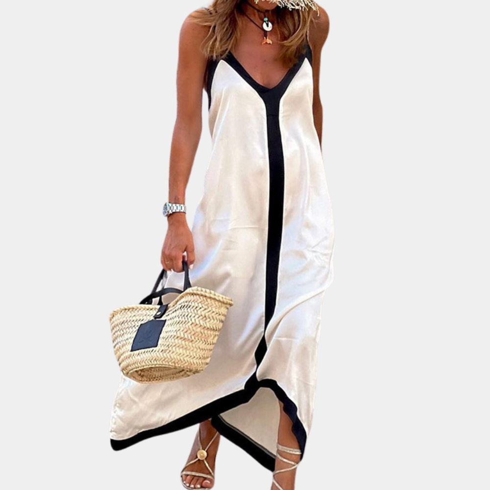 Maxi Dress con Bordo a Contrasto | Flowy | Chic & Leggero