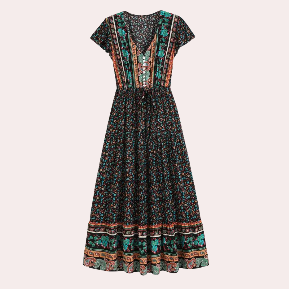 Abito Midi Etnico | Boho Chic | Leggero e Colorato