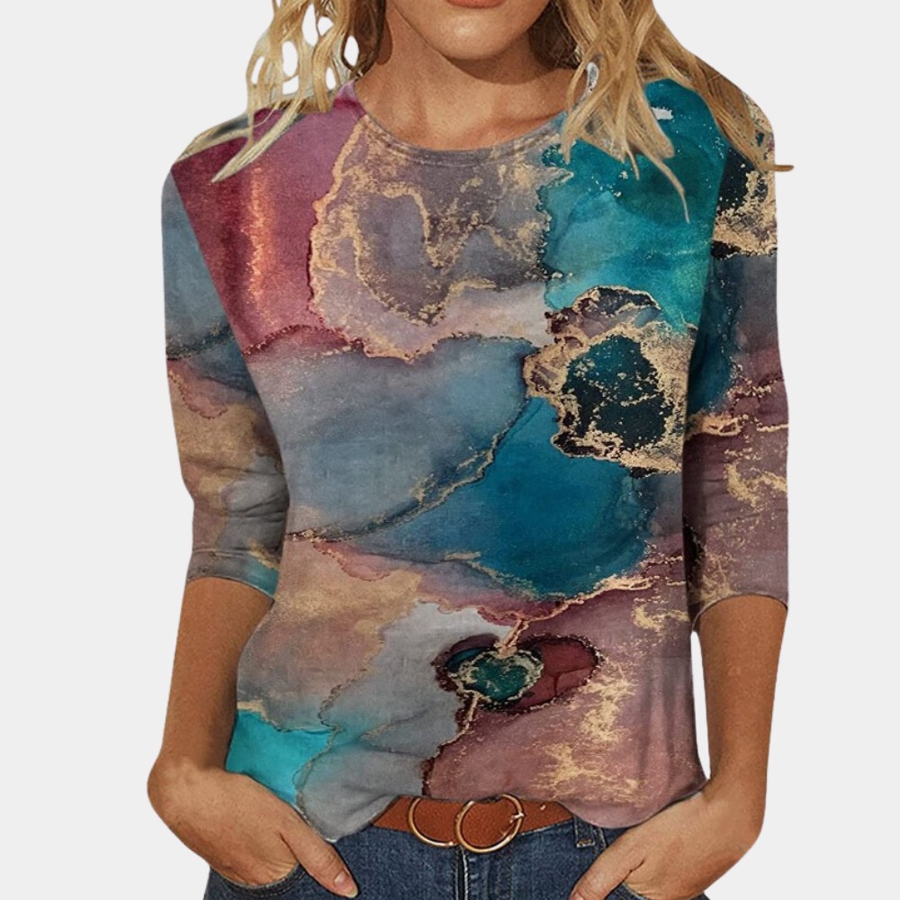 Maglia a Maniche Lunghe | Stampa Astratta | Morbida e Comoda
