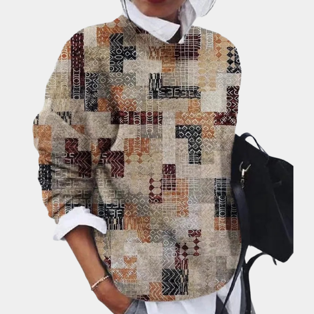 Maglione Vintage con Fantasia Astratta | Misto Cotone | Comodo e Stiloso