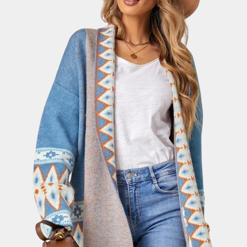 Cardigan Boho con Motivi Geometrici | Misto Cotone | Morbido e Stiloso