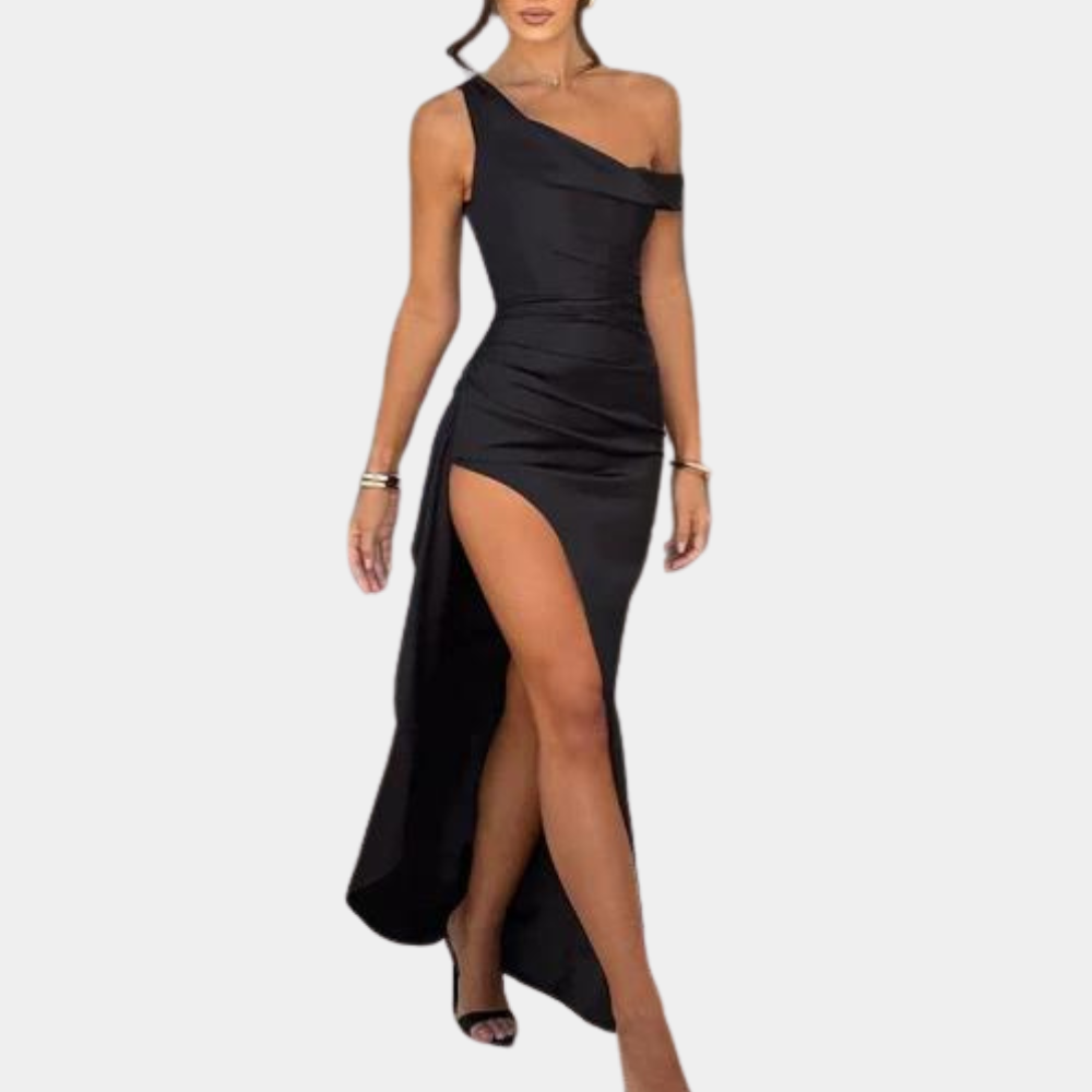 Abito Lungo Monospalla | Elegante & Sensuale | Spacco Alto & Vestibilità Aderente