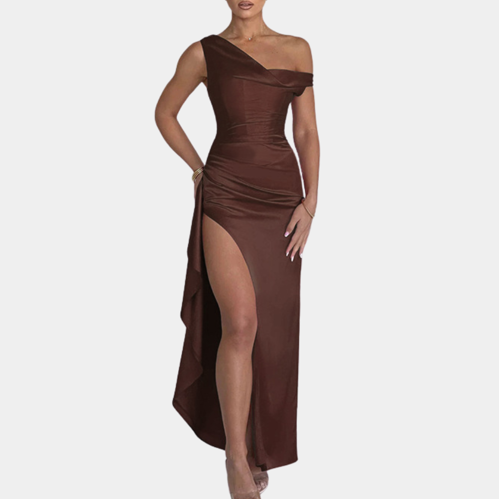Abito Lungo Monospalla | Elegante & Sensuale | Spacco Alto & Vestibilità Aderente