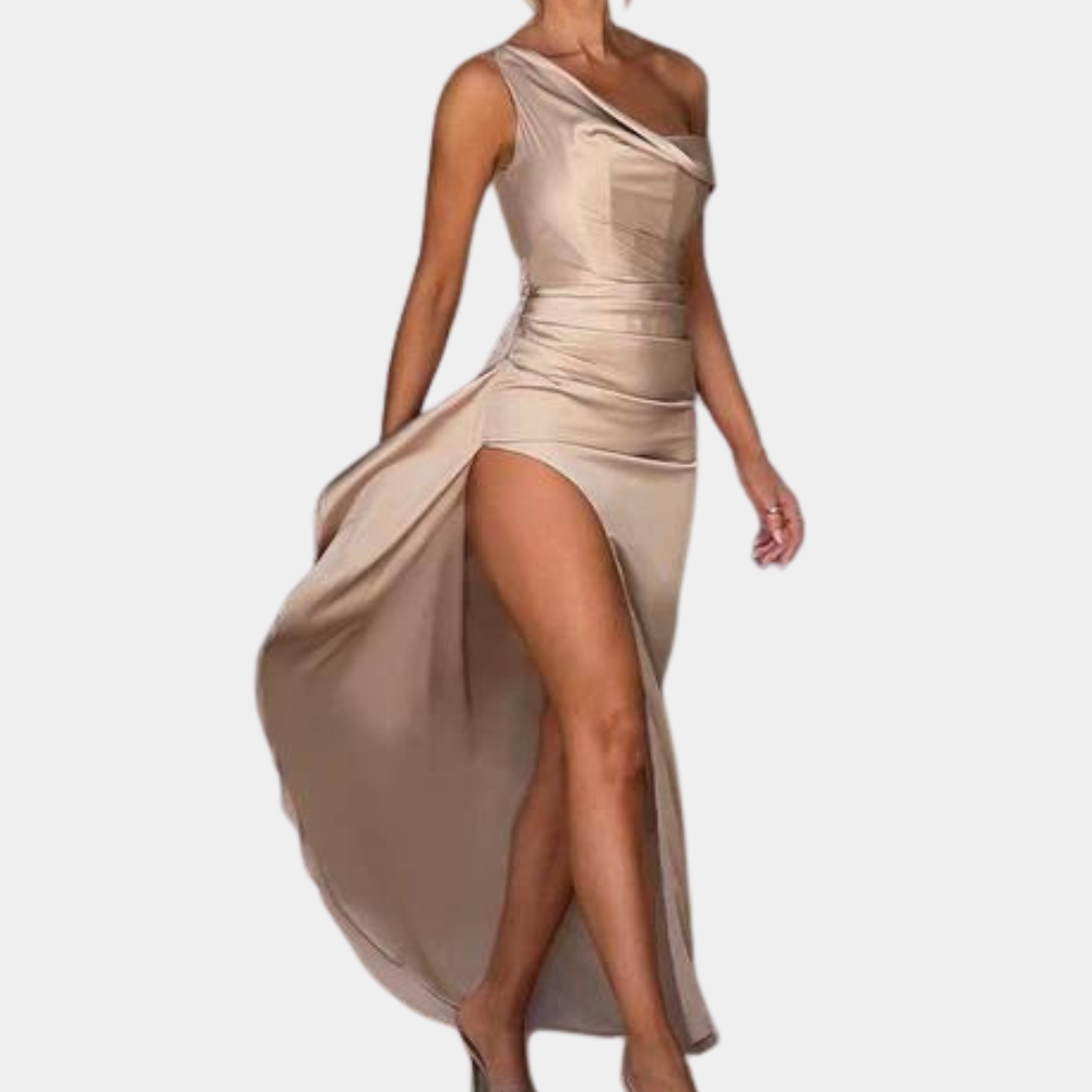 Abito Lungo Monospalla | Elegante & Sensuale | Spacco Alto & Vestibilità Aderente