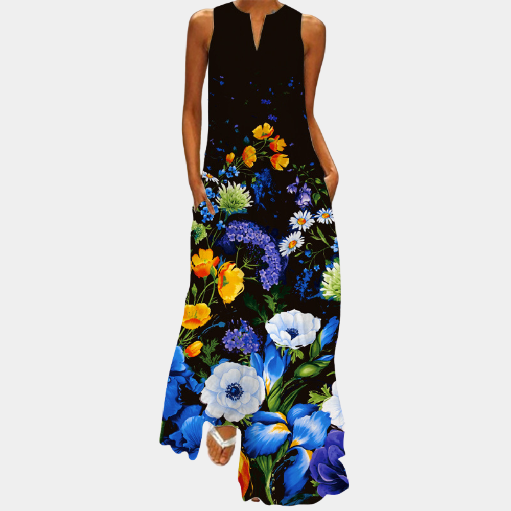 Abito Lungo Floreale | Senza Maniche | Eleganza e Comfort