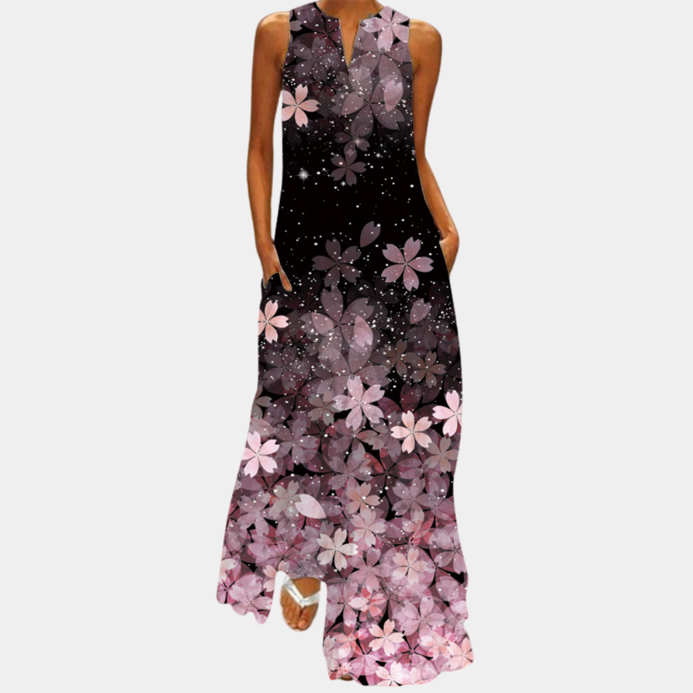 Abito Lungo Floreale | Senza Maniche | Eleganza e Comfort