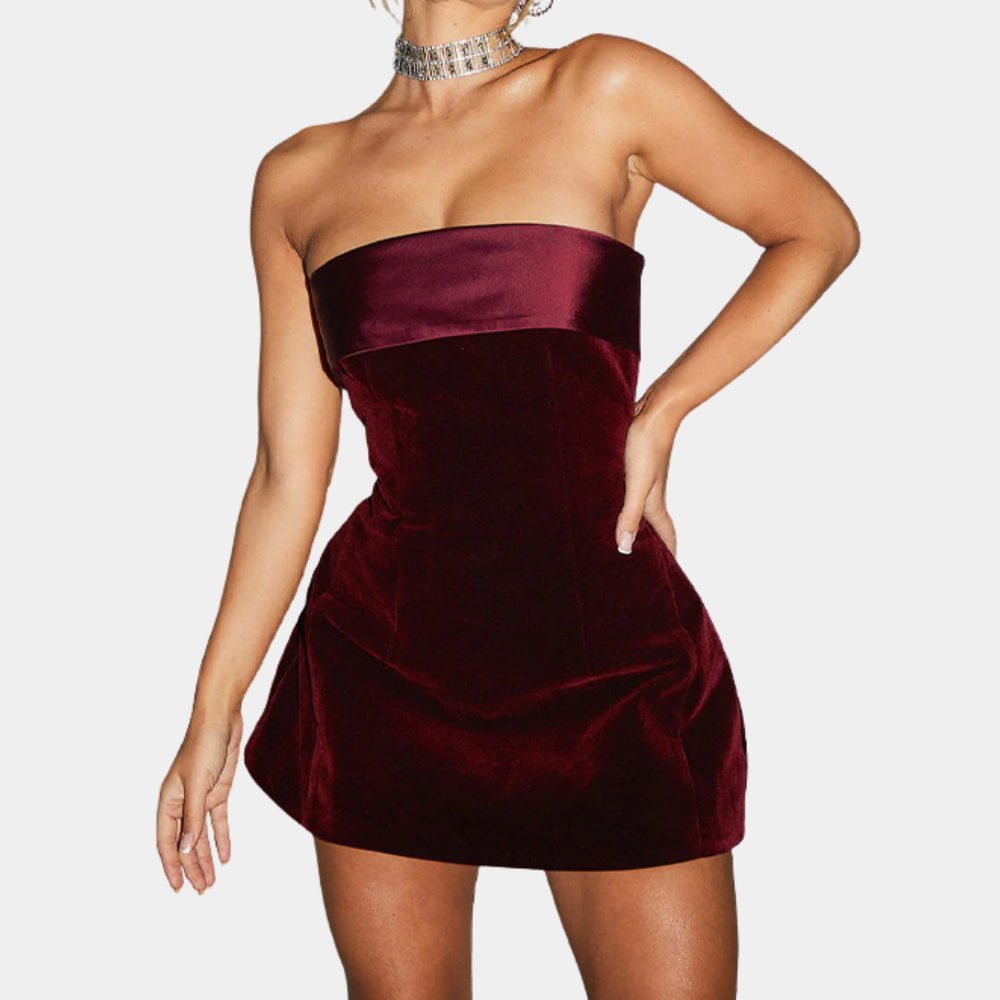 Mini Abito in Velluto Senza Spalline | Elegante | Sensuale & Sofisticato
