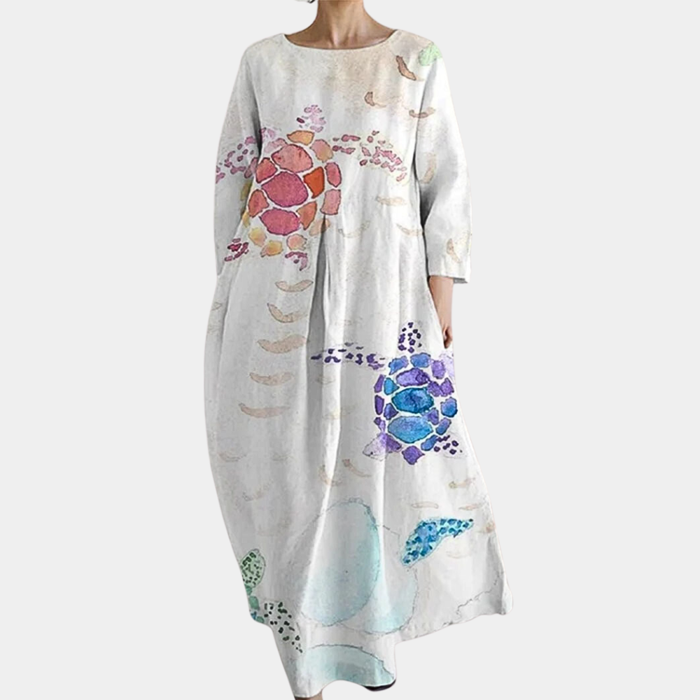 Abito Lungo Boho | Cotone & Lino | Stampa Colorata