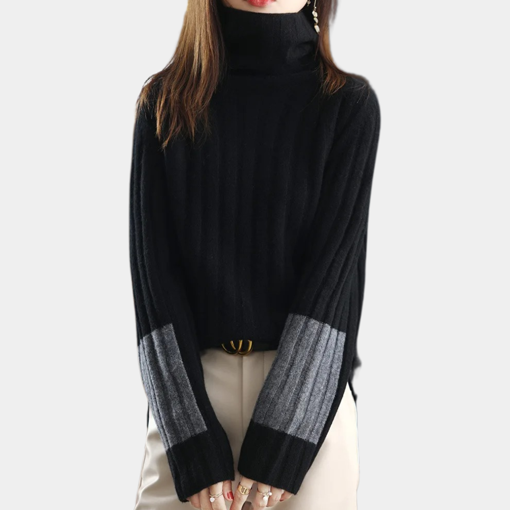 Maglione Collo Alto | Maniche a Contrasto | Moderno e Sofisticato