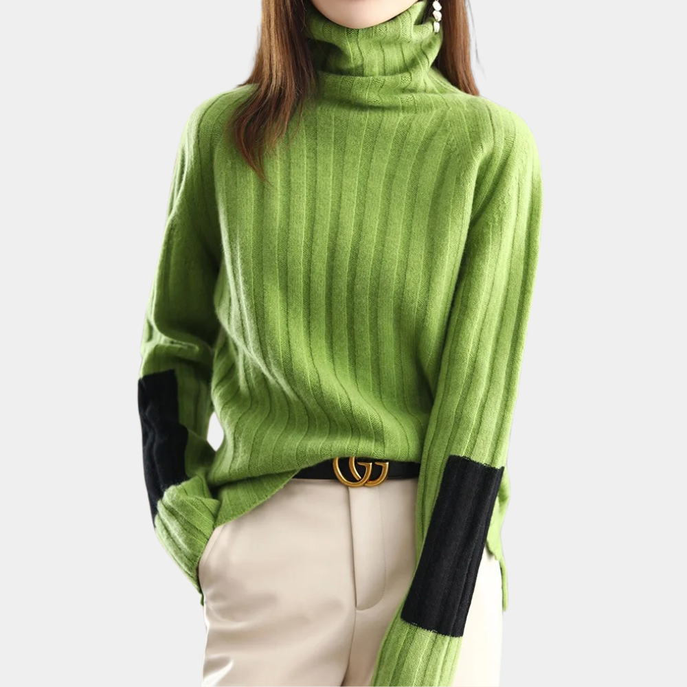 Maglione Collo Alto | Maniche a Contrasto | Moderno e Sofisticato