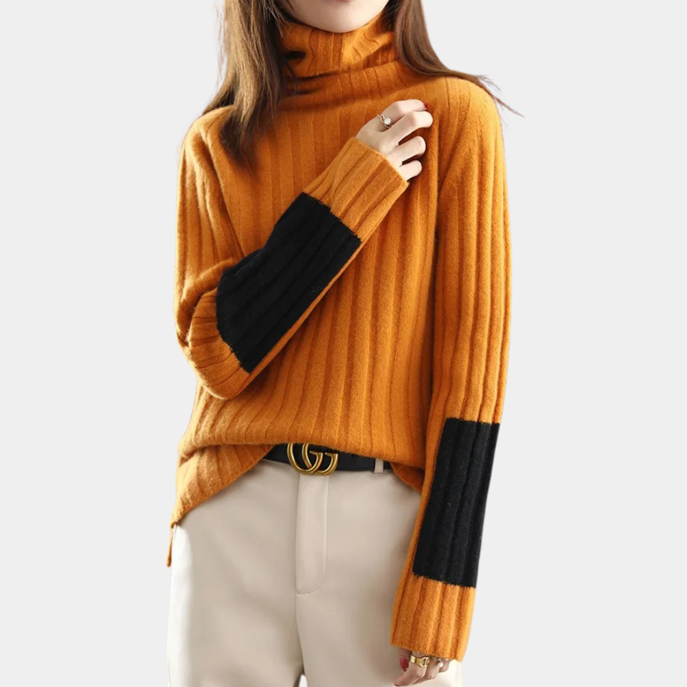 Maglione Collo Alto | Maniche a Contrasto | Moderno e Sofisticato