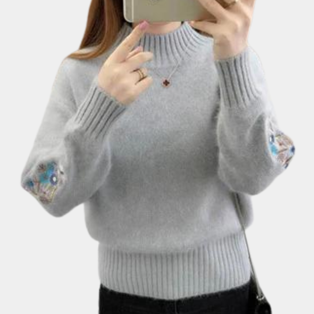 Maglione Ricamato | Collo Alto | Morbido e Elegante