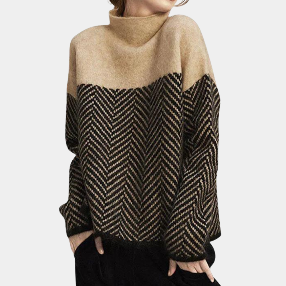 Maglione Dolcevita Bicolore | Donna | Caldo e Raffinato