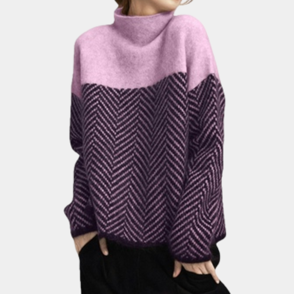 Maglione Dolcevita Bicolore | Donna | Caldo e Raffinato