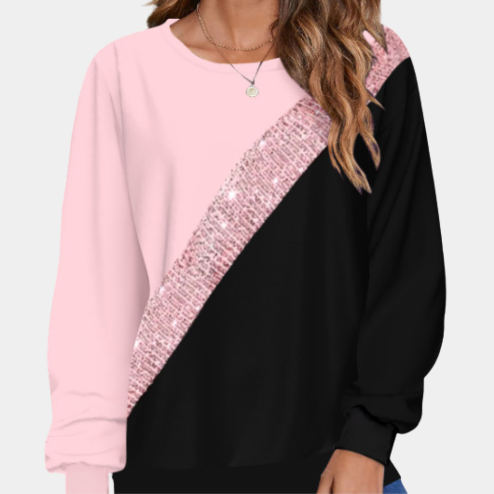 Maglione Bicolore con Paillettes | Stile Glamour | Morbido e Chic