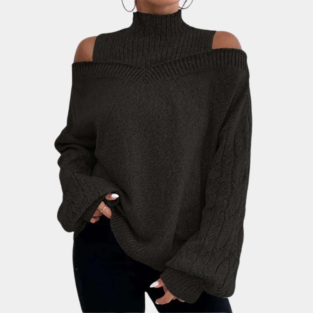 Maglione Off-Shoulder | Collo Alto | Caldo e Sofisticato